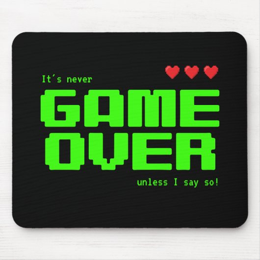 'Never GAME OVER' Retro-80er-Computerfreaks Mousepad (Vorne)