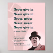 NEVER GIVE IN Churchill | STAND FIRM Ephesians 6 Poster (Vorne)