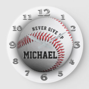 Never Give Up Baseball Clock Große Wanduhr