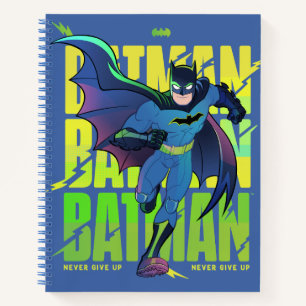 Never Give Up Batman Running Graphic Notizblock