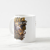Never Give Up Eagle – Powerful Kaffeetasse (Vorderseite Links)