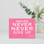 Never Give Up - Motivational Postcard Postkarte (Stehend Vorderseite)