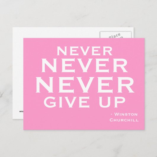 Never Give Up - Motivational Postcard Postkarte (Vorne/Hinten)