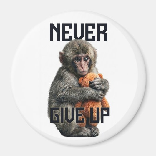 Never Give Up - Resilient Baby Monkey with Teddy B Magnet (Vorne)