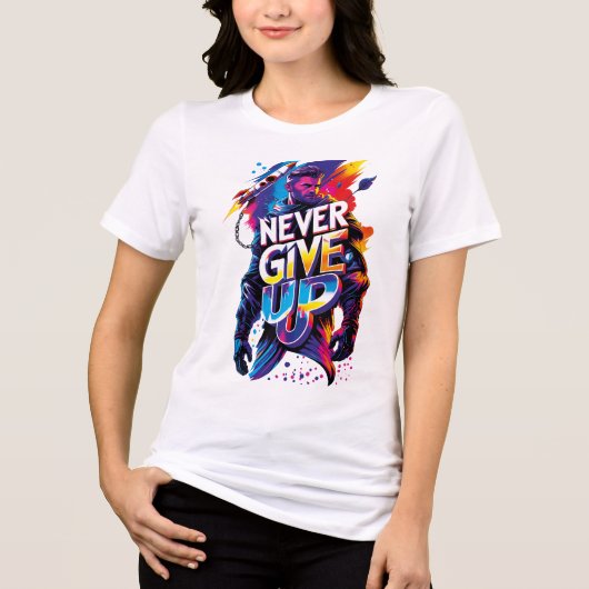 Never Give Up Tri-Blend Shirt (Vorderseite)