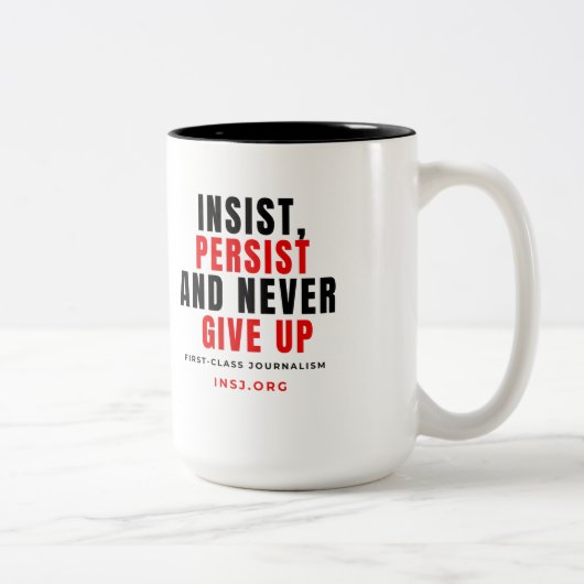 Never Give Up Two-Tone Mug Zweifarbige Tasse (Rechts)