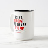 Never Give Up Two-Tone Mug Zweifarbige Tasse (Vorderseite Links)