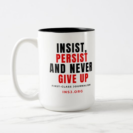Never Give Up Two-Tone Mug Zweifarbige Tasse (Links)
