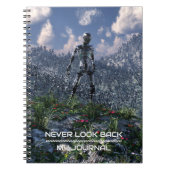 Never Look Back. Futuristic landscape with robots Notizblock (Vorderseite)