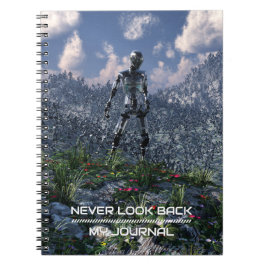 Never Look Back. Futuristic landscape with robots Notizblock
