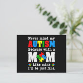 Never Mind my Autism Because with a Mom Like Mine Einladungspostkarte (Stehend Vorderseite)