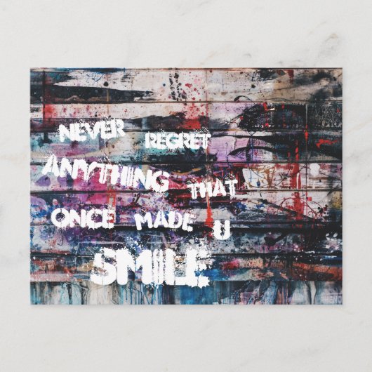 Never regret anything postkarte (Vorderseite)