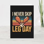 Never Skip Leg Day Funny Turkey Retro Karte (Vorderseite)