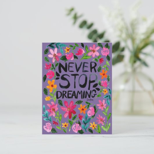 Never stop dreaming postkarte (Stehend Vorderseite)