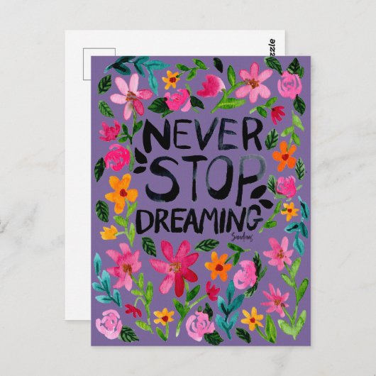 Never stop dreaming postkarte (Vorne/Hinten)