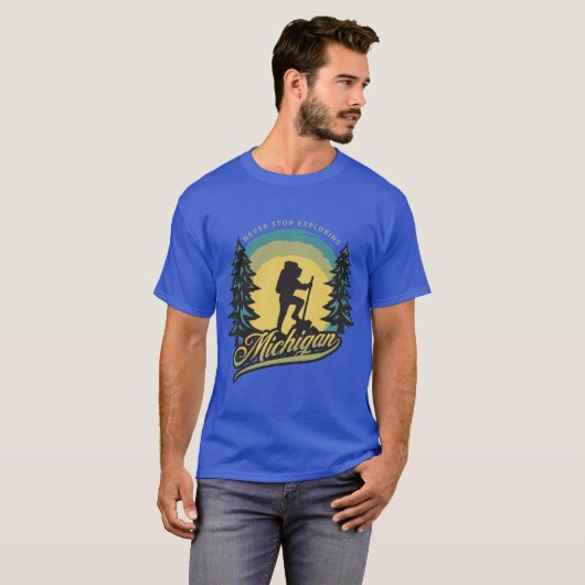 Never Stop Exploring Michigan yellow T-Shirt (Vorne ganz)