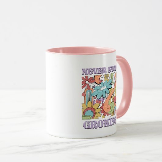 Never Stop Growing Retro  Tasse (VorderseiteRechts)
