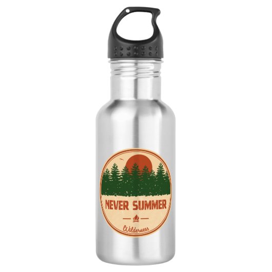 Never Summer Wilderness Colorado Edelstahlflasche (Vorderseite)
