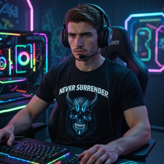 Never Surrender Cyberpunk Skull T-Shirt