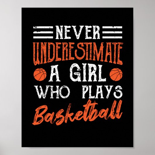 Never underestimate a girl who plays basketball poster (Vorne)