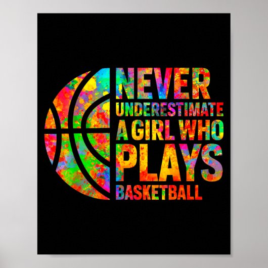 Never Underestimate A Girl Who Plays Basketball Wo Poster (Vorne)