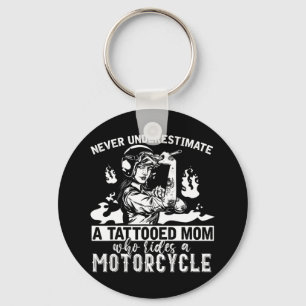 Never Underestimate A Tattooed Mom Motorcycle Bike Schlüsselanhänger