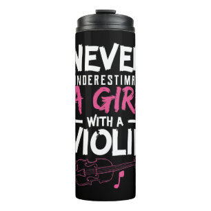 Never Underestimate A Violin Player Musicians T Sh Thermosbecher
