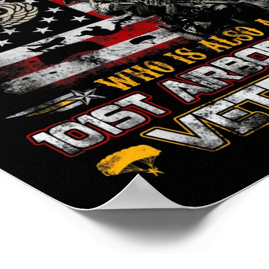 Never Underestimate An Old Man 101st Airborne Vete Poster (Ecke)