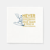 Never Underestimate An Old Man Kitesurfing Kite Serviette (Vorderseite)