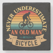 Never underestimate an old man with a bicycle steinuntersetzer (Vorderseite)