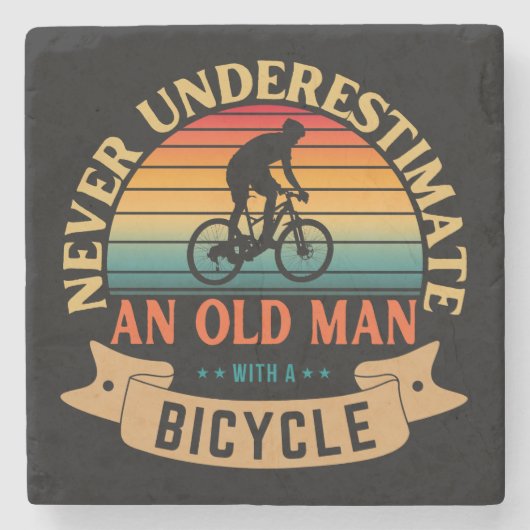 Never underestimate an old man with a bicycle steinuntersetzer (Vorderseite)