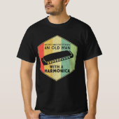 Never Underestimate An Old Man With A Harmonica T-Shirt (Vorderseite)