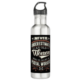 Never Underestimate An Old Woman Also A Postal Wor Edelstahlflasche