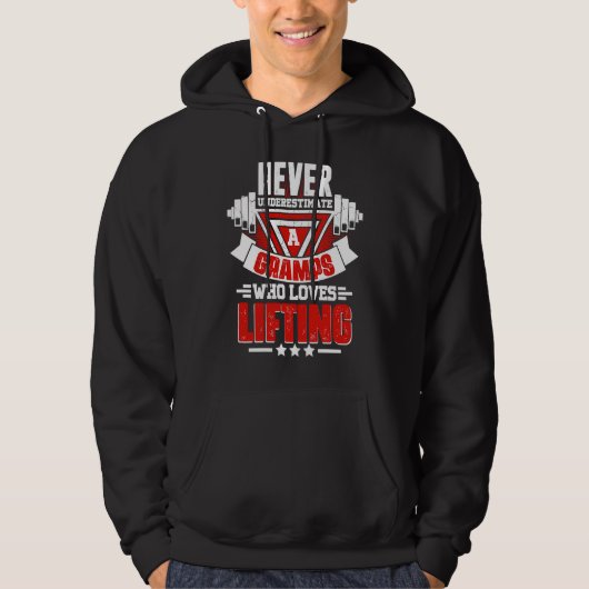 Never Underestimate Gramps Gym Workout Fitness Wei Hoodie (Vorderseite)