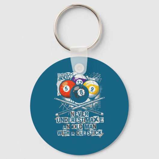 Never Underestimate Old Man With A Cue Stick Billi Schlüsselanhänger (Vorderseite)