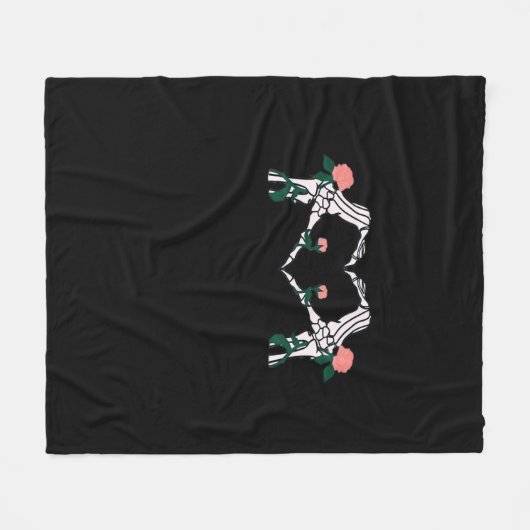 Never Wilts - Skeleton Hands-Rose Fleecedecke (Vorderseite (Horizontal))