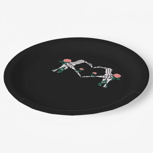 Never Wilts - Skeleton Hands-Rose Pappteller (Schrägansicht)