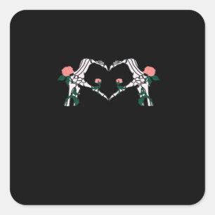 Never Wilts - Skeleton Hands-Rose Quadratischer Aufkleber