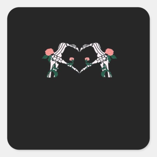 Never Wilts - Skeleton Hands-Rose Quadratischer Aufkleber (Vorderseite)