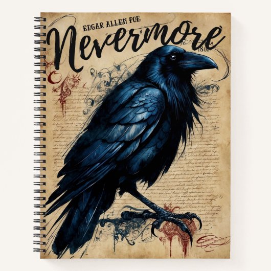 NEVERMORE Edgar Allen Poe Crow Notizblock (Vorderseite)