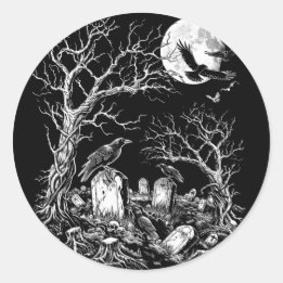 Nevermore Friedhof Runder Aufkleber