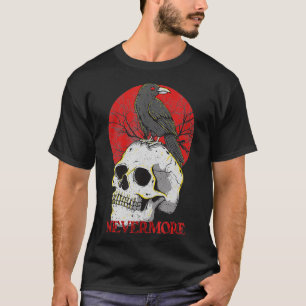 Nevermore Gothic Crow Raven Skull Head Emo Punk Bi T-Shirt