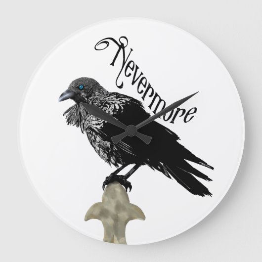 Nevermore Raven Große Wanduhr (Vorderseite)