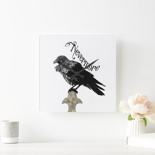 Nevermore Raven Quadratische Wanduhr (Zuhause)