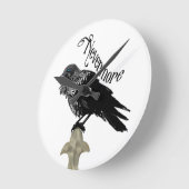 Nevermore Raven Runde Wanduhr (Winkel)