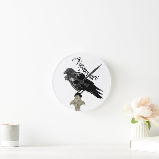 Nevermore Raven Runde Wanduhr (Zuhause)