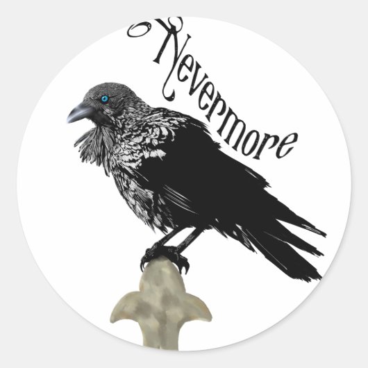 Nevermore Raven Runder Aufkleber (Vorderseite)