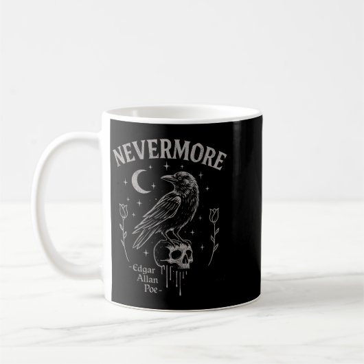 Nevermore Raven Skull Art, Gothic Edgar Allan Poe Kaffeetasse (Links)
