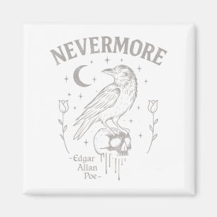 Nevermore Raven Skull Art, Gothic Edgar Allan Poe Magnet
