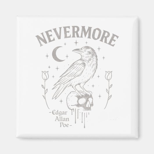 Nevermore Raven Skull Art, Gothic Edgar Allan Poe Magnet (Vorne)